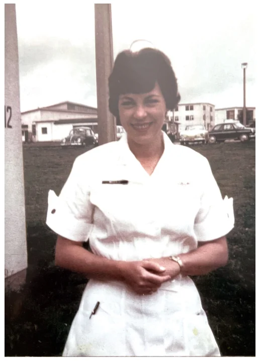 Major Joan M. Wells, Carolyn Eagen's adoptive mother, in U.S. Air Force uniform in Germany, 1965